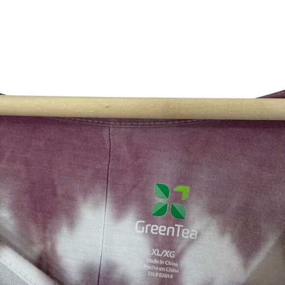 Green Tea X-Large Top Tie Die Short Sleeve Dolman Oversized Fit Pullover Womens - Picture 3 of 13